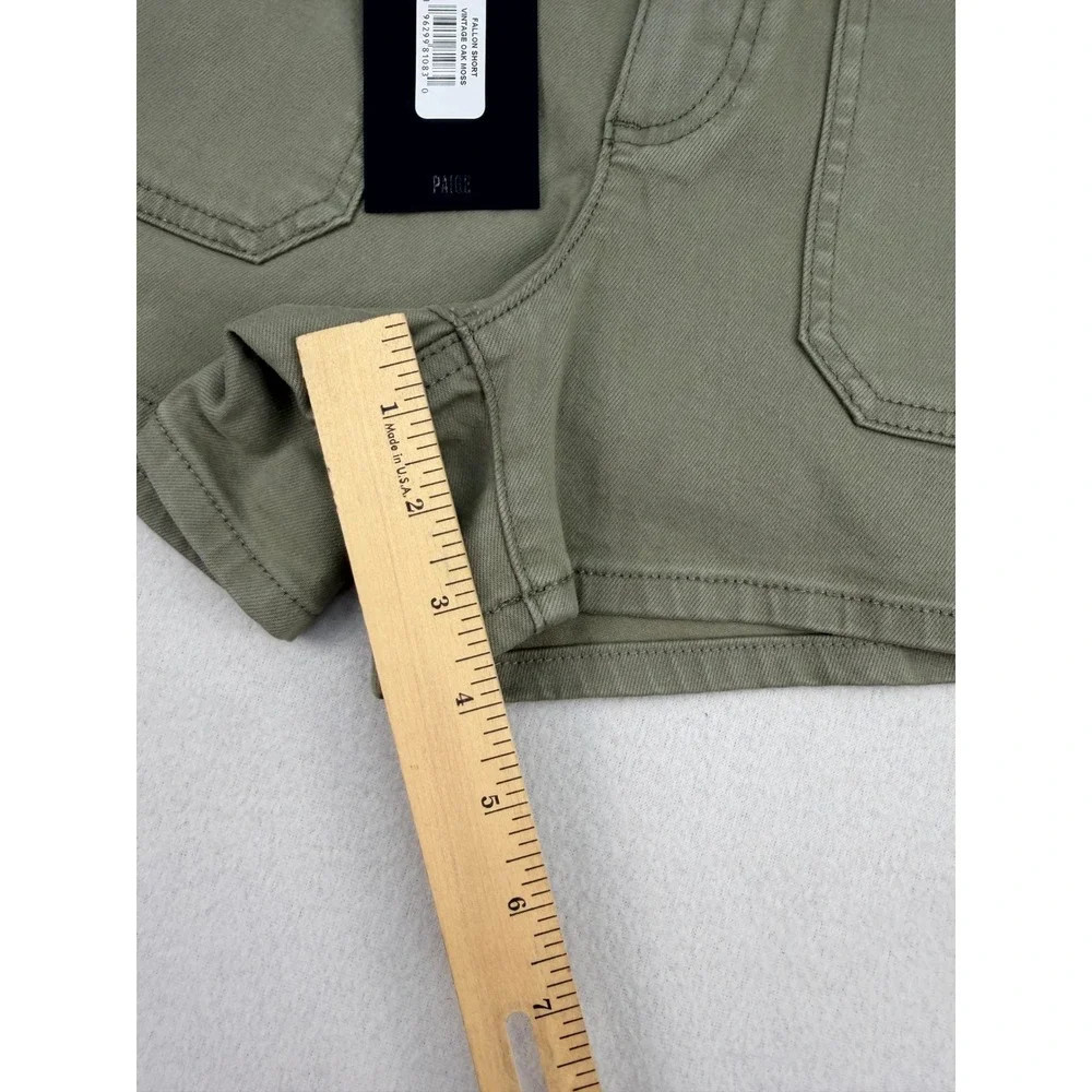 Paige Fallon Short Vintage Oak Moss Green Utility High‎ Rise Denim Shorts 25 NEW